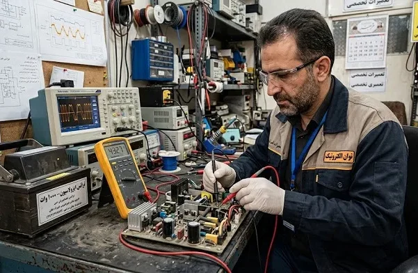 ولتاژگیری زنده و آنالیز سیگنال قطعات فعال و غیرفعال روی برد بدون نقشه صنعتی با مولتی‌متر سوزنی و اسیلوسکوپ